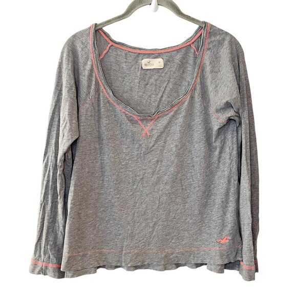 Hollister Tops - Hollister Size M‎ Vintage Gray Heather Slub Twilight Core Long Sleeve Scoop Neck